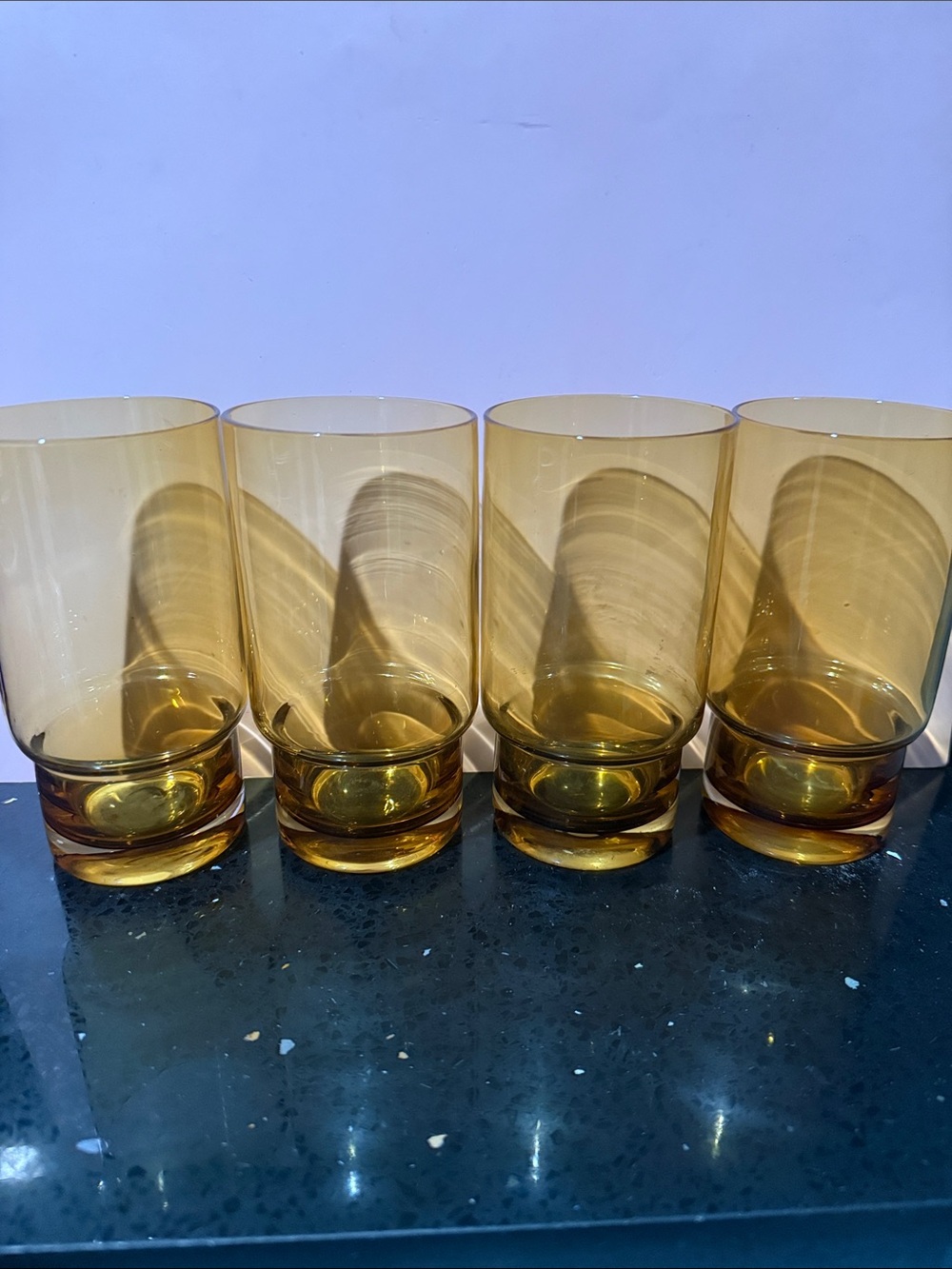 Amber Glass Tumbler Set of 4 - Sleek Highball Drinking Glasses